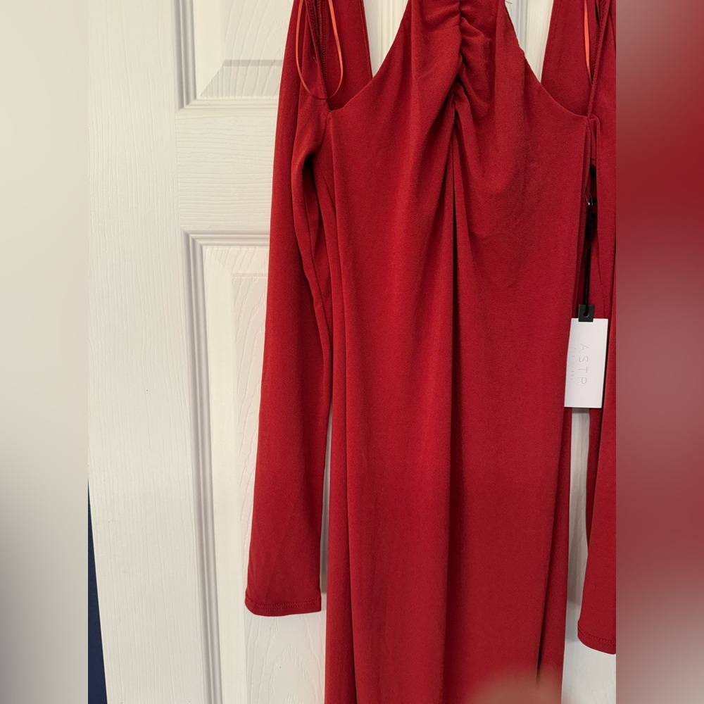 ASTR Wrapped Strap Women’s Red Maroon Rust Polyester Maxi Dress Size Small - Picture 6 of 11